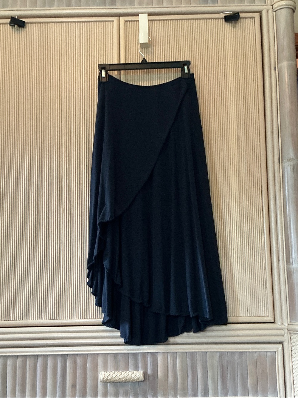 Anne Klein Navy Asymmetric Ruffle High-Low Skirt